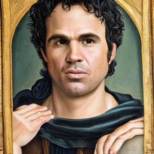 Image similar to a renaissance style portrait painting of Mark Ruffalo