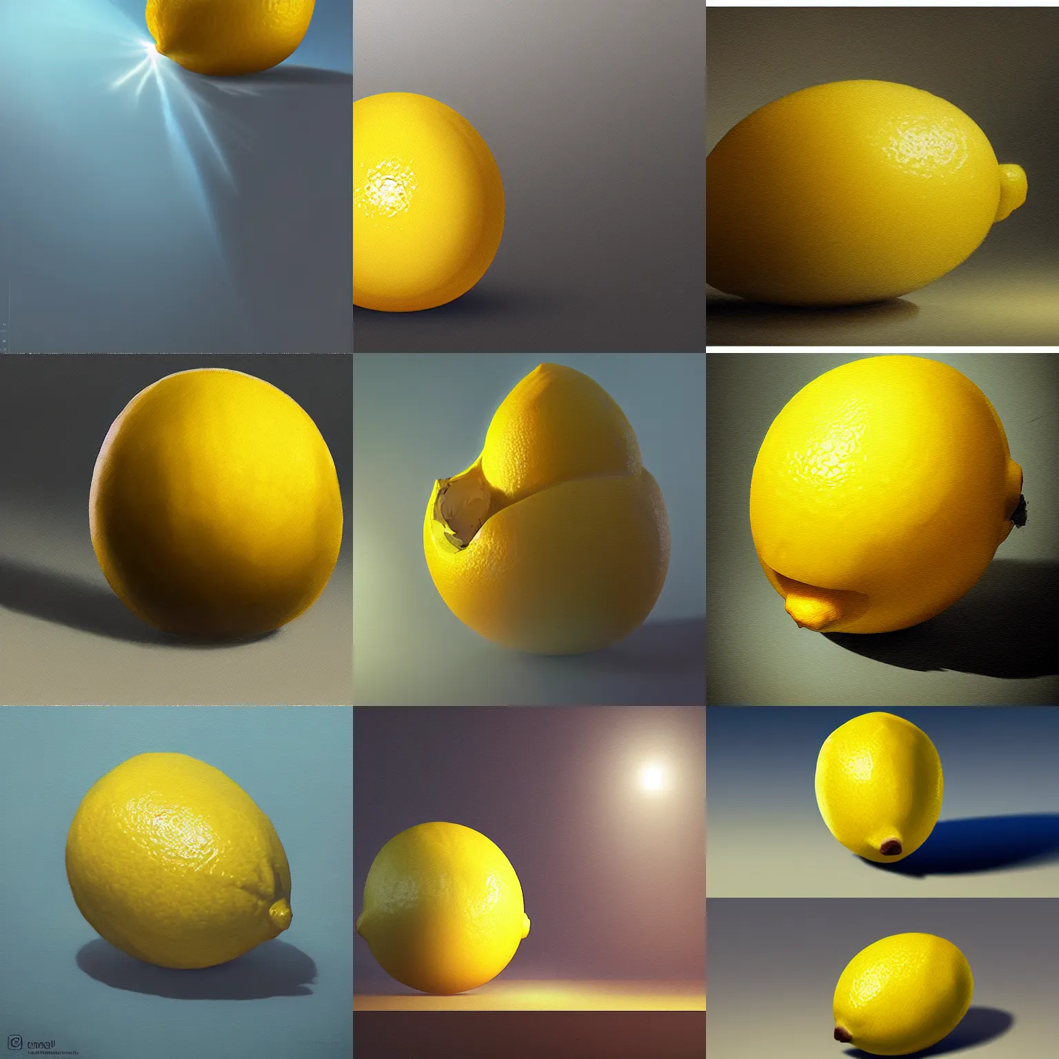 Prompt: beautiful digial painting of a lemon, by greg rutkowski, trending on artstation, volumetric light.