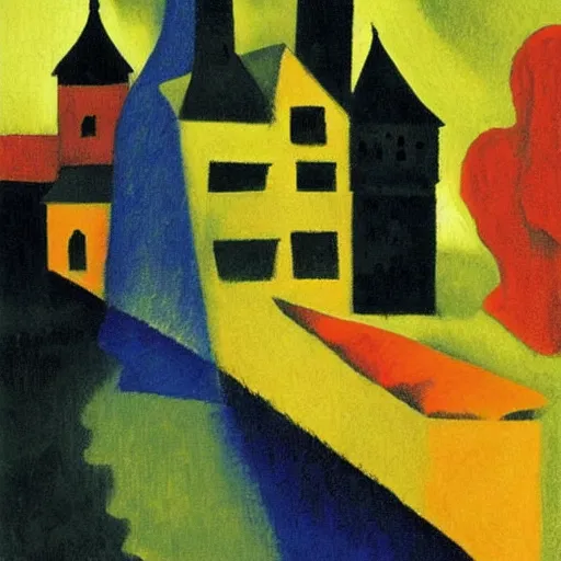 Prompt: terrifying by august macke, by jane newland gold on black. a beautiful digital art of a castle in the clouds.