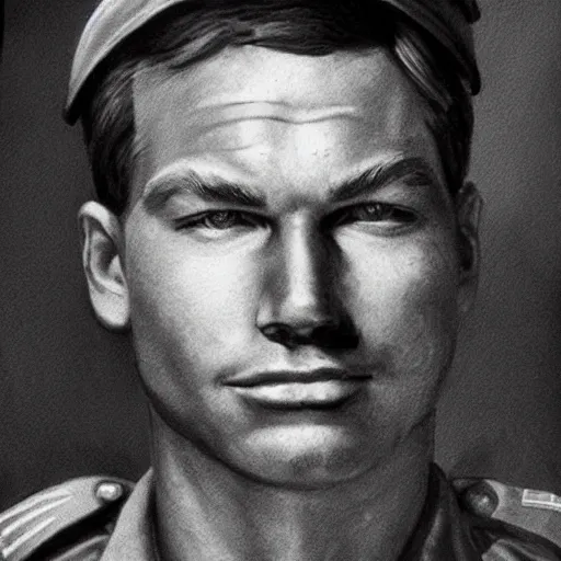 Image similar to chris hansen soldier portrait, vietnam war photo, detailed face