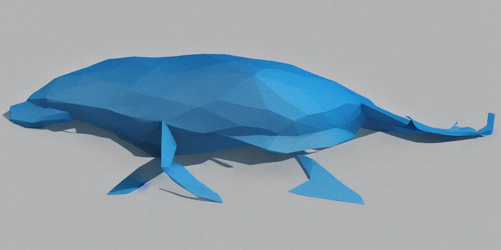 Image similar to concept art of low polygon 3 d render of a blue whale