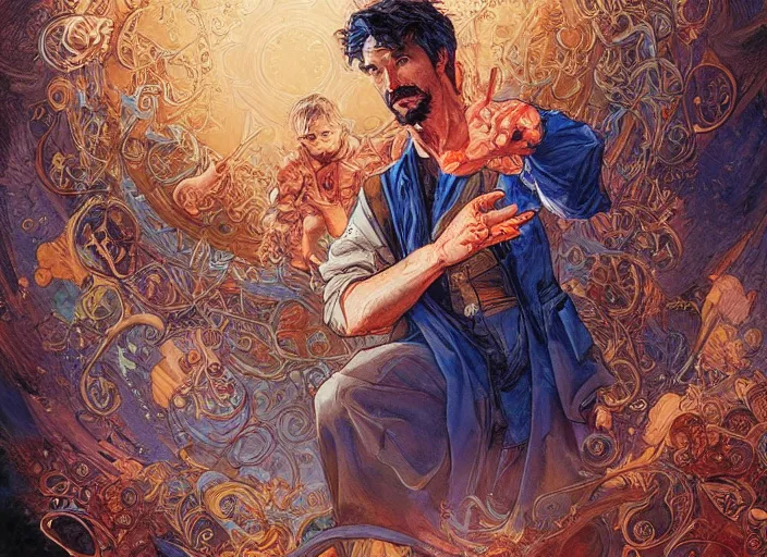 Prompt: a highly detailed heavenly portrait of stephen strange, james gurney, james jean