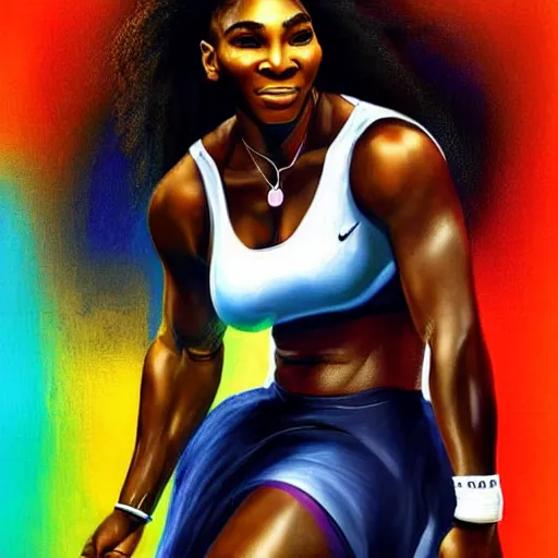 Image similar to Serena Williams ,fantasy, detailed, hyper realistic, dramatic lighting