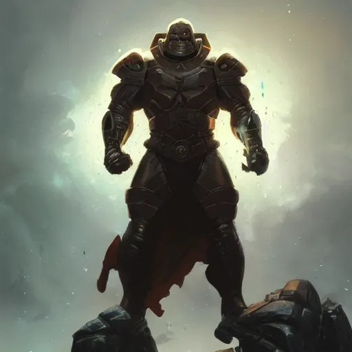 Prompt: darkseid character portrait, wearing shining armor, holding a large platinum shield, by peter mohrbacher, mark brooks, jim burns, wadim kashin, greg rutkowski, larry elmore, esao andrews, trending on artstation