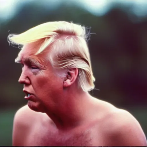 Prompt: photo of donald trump in the movie gummo, cinestill, 8 0 0 t, 3 5 mm, full - hd