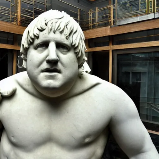 Image similar to boris johnson as a greek marble statue