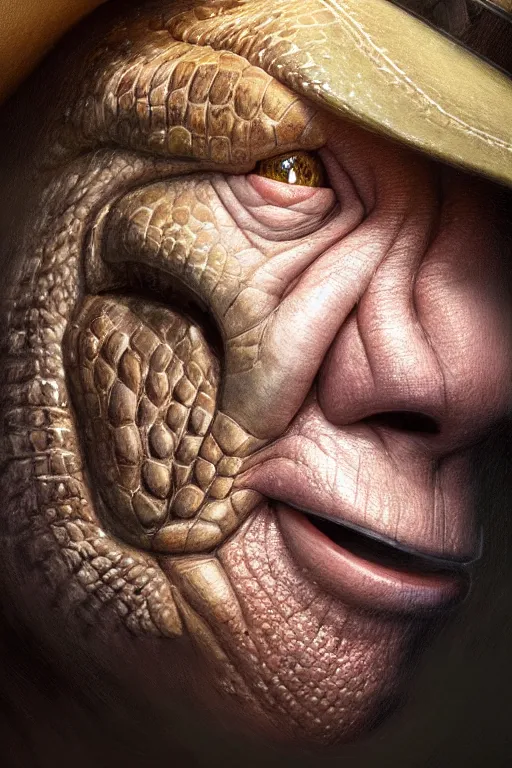 Prompt: ultra detailed close up facial portrait of steve irwin the crocodile hunter, extremely detailed digital painting, in the style of fenghua zhong and ruan jia and jeremy lipking and peter mohrbacher, mystical colors, rim light, beautiful lighting, 8 k, stunning scene, raytracing, octane, trending on artstation