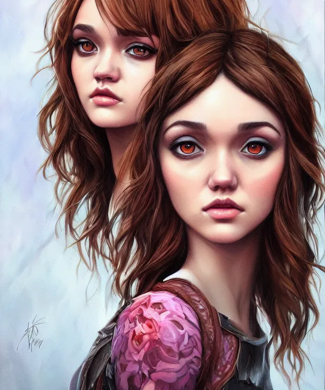Prompt: epic fantasy portrait of olivia cooke, lowbrow painting by Artgerm
