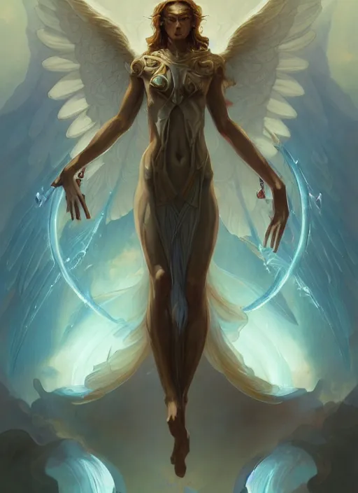 Prompt: archangel metatron detailed illustration by peter mohrbacher and by jon foster trending on artstation