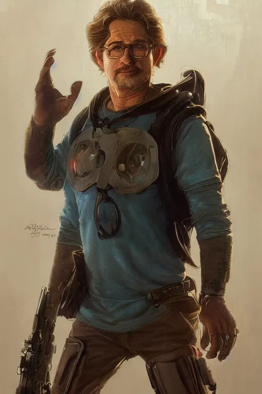 Prompt: Cinematic portrait of middle aged Wade Watts from Ready Player One, highly detailed, digital painting, artstation, concept art, smooth, sharp focus, illustration, art by artgerm and greg rutkowski and alphonse mucha