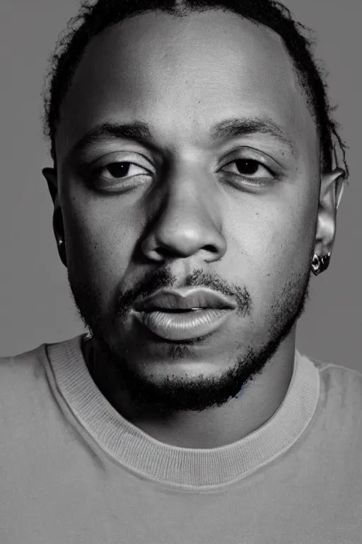 Image similar to kendrick lamar, portrait by wayne barlow