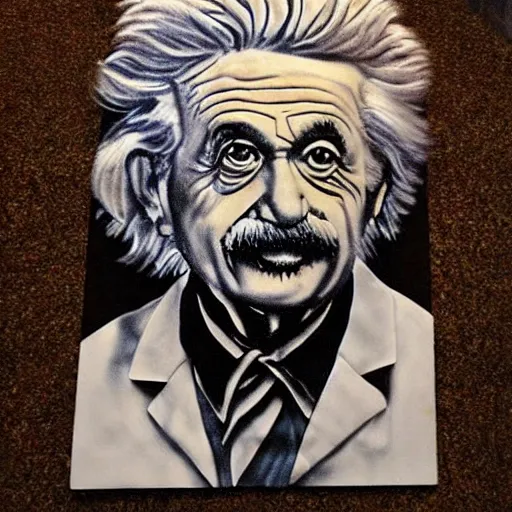 Prompt: latte art einstein portrait