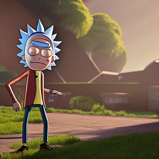 Image similar to rick from rick and morty 3 d render photorealistic unreal engine photorealistic ultra - realistic by alexandre touguet