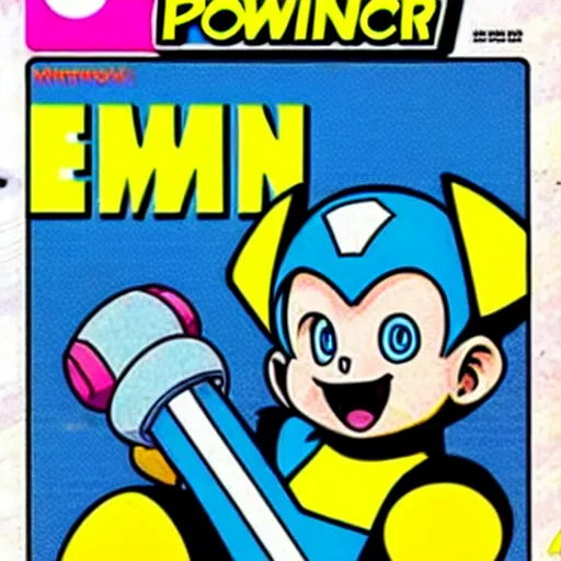 Image similar to nintendo power magazine cover from the 1 9 9 0 s featuring megaman as pikachu