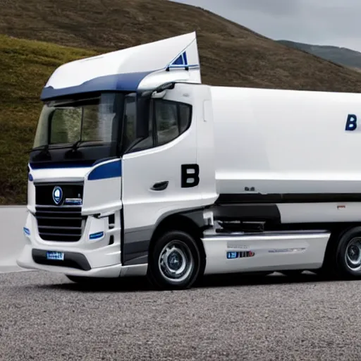 Prompt: A lorry/truck designed and produced by BMW, promotional photo