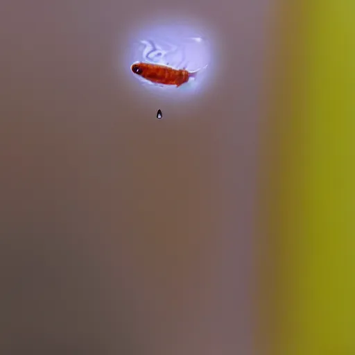 Prompt: “photograph of a beta fish swimming inside a raindrop, sharp focus, highly detailed, hd, 8k”