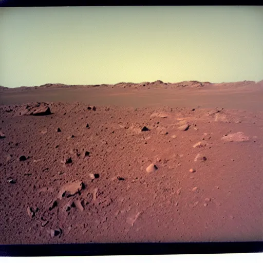 Image similar to a polaroid photograph of the surface of mars