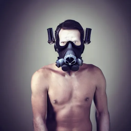 Prompt: a hyper realistic photoshoot of a gas mask with a human skull wearing the mask