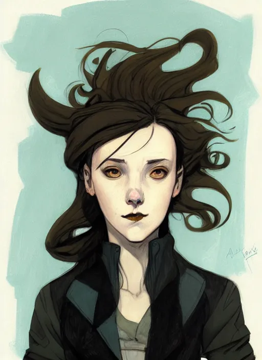 Prompt: a portrait of a pretty sewer punk young lady by abigail larson