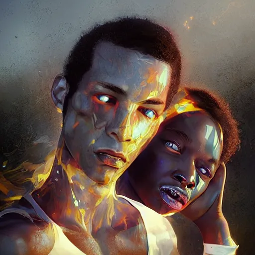 a white man and an african american woman, melting | Stable Diffusion ...