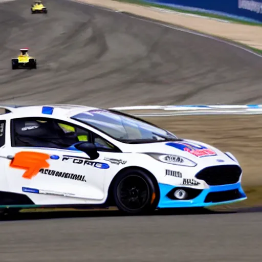 Image similar to a ford fiesta racing in formula one