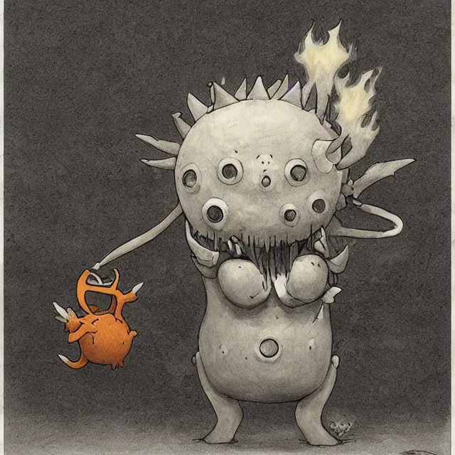 Prompt: fire ice pokemon creature by shaun tan, style of john kenn mortensen john bauer