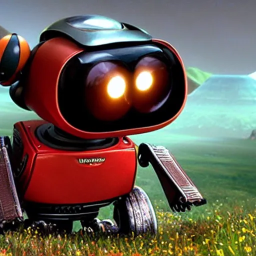 Image similar to promotional movie still, ladybugs, ladybug quadruped with big rgb eyes, ladybug hobbits, ladybug robots, space western, the fellowship of the ring ( film ), wall - e ( film )