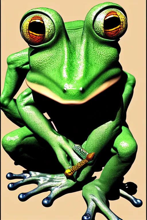 Image similar to frog - man hybrid, photorealistic, highly detailed,