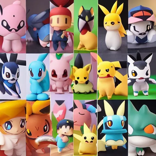 Prompt: high quality portrait flat matte painting of pokemon in the style of nendoroid and Toon toys , flat anime style, thick painting, medium close-up