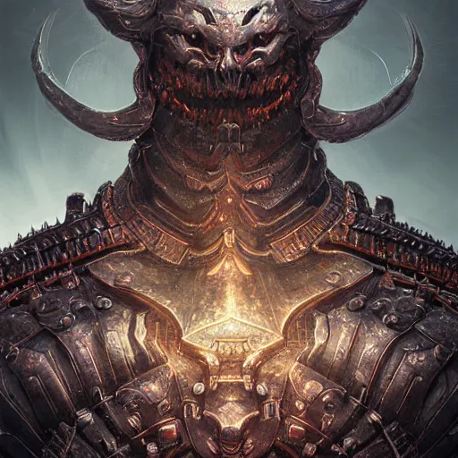 Image similar to champion of hell in heavy armor, intricate artwork by tooth wu and wlop and beeple. octane render, trending on artstation, greg rutkowski very coherent symmetrical artwork. cinematic, hyper realism, high detail, octane render