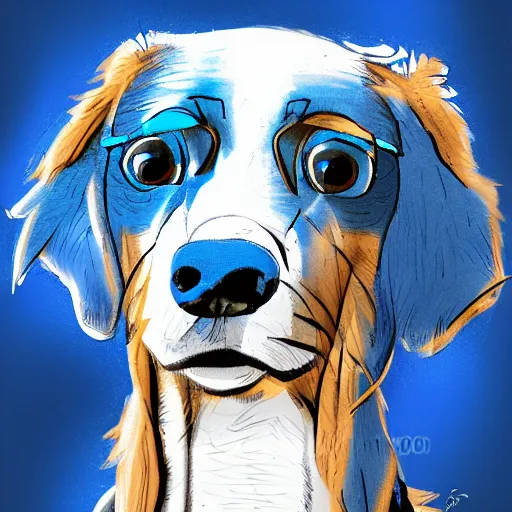 Image similar to blue dog, stock photo, digital art, smoth illustration, artstation