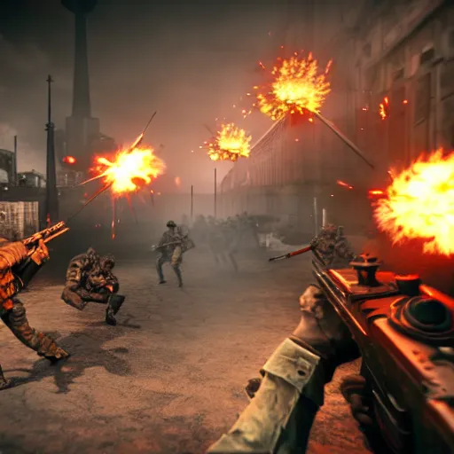 Prompt: battle of berlin in hell let loose, screenshot, unreal engine, gameplay, in - game