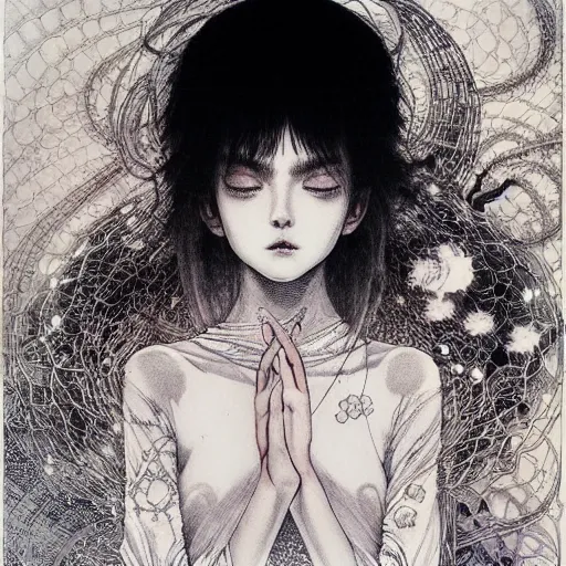 Prompt: prompt: Fragile looking vessel portrait soft light drawn by Vania Zouravliov, inspired by Akira 1988 anime, magical and alchemical weapons, soft light, white background, intricate detail, intricate ink painting detail, sharp high detail, manga and anime 2000