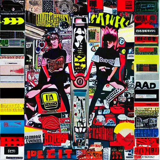 Image similar to !!!!!! sportscar!!!!!! made out of ( ( ( ( punk album art sleeves ) ) ) ), 3 5 mm film