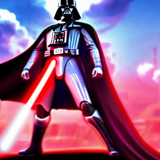 Image similar to Darth Vader in the anime Pokémon movie, film still