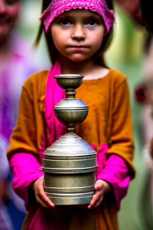 Image similar to a beautiful little girl holding a censer