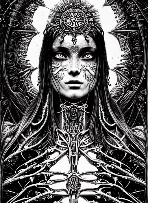 beautiful priestess girl tarot card portrait, | Stable Diffusion