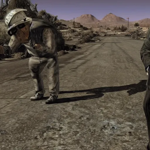 Image similar to screenshot of breaking bad in fallout : new vegas