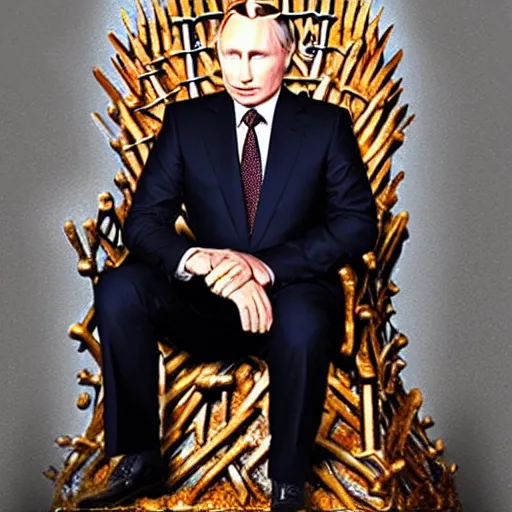 Prompt: “Putin sitting on the iron throne, 4k, award winning, Photograph”