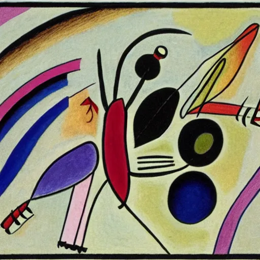 Prompt: illustration of a cricket, one line drawing, Wassily Kandinsky