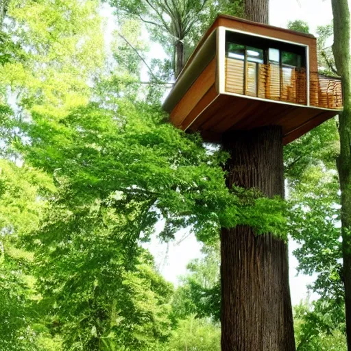 Prompt: futuristic tree house