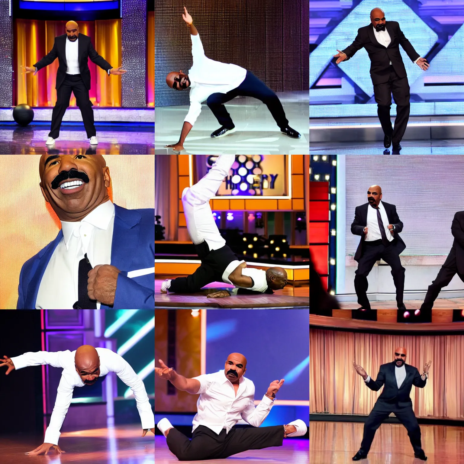 Prompt: Steve Harvey break dancing