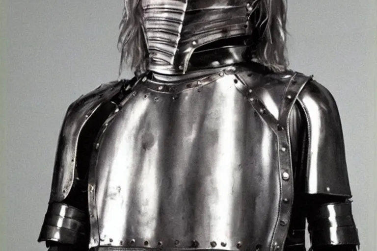 Prompt: kurt cobain wearing a suit of knight\'s armor