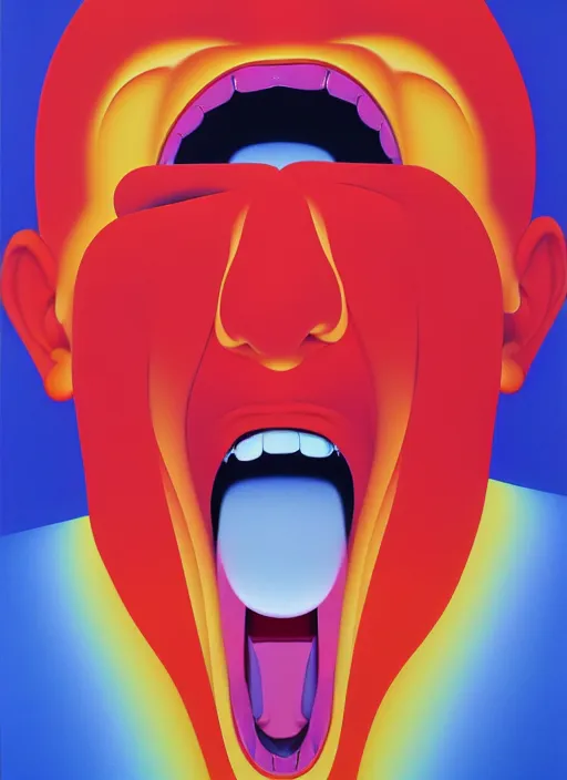 Image similar to men screaming by shusei nagaoka, kaws, david rudnick, airbrush on canvas, pastell colours, cell shaded!!!, 8 k