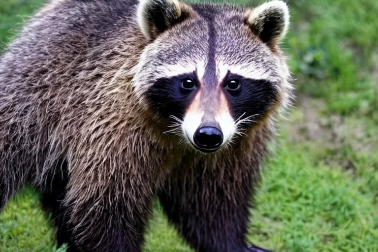 Image similar to a raccoon grizzly bear hybrid