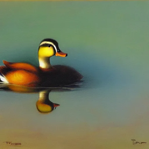 Image similar to a duck on the prowl oil painting tim obrien