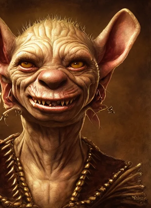 Image similar to highly detailed closeup portrait of a medieval goblin's favorite tavern, unreal engine, nicoletta ceccoli, mark ryden, earl norem, lostfish, hyung tae, frank frazetta, global illumination, detailed and intricate environment