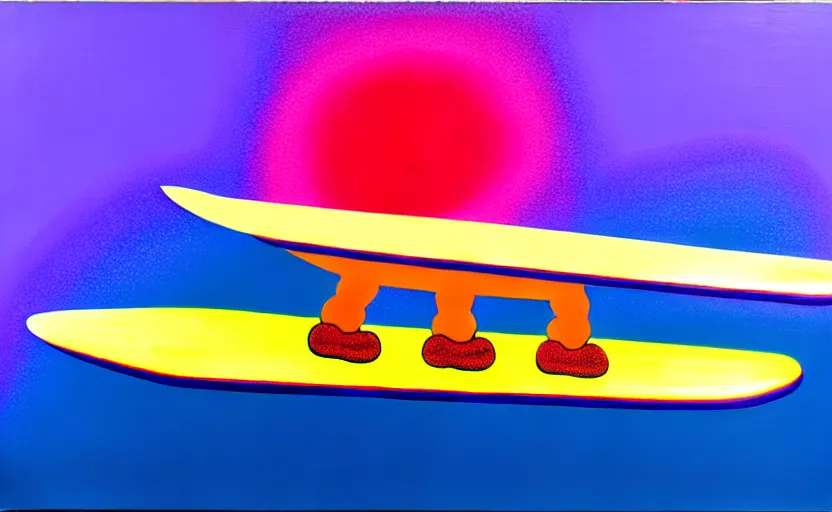 Image similar to flying skate boards by shusei nagaoka, kaws, david rudnick, airbrush on canvas, pastell colours, cell shaded!!!, 8 k