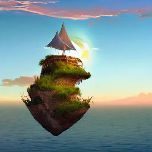 Image similar to floating island, avatar, cinematic, sunset, hyper-realistic, high resolution