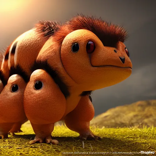 Image similar to photography of a realistic dugtrio animal, ultra detailed, 8 k, cinematic lighting, natural background, trending on artstation, pokemon